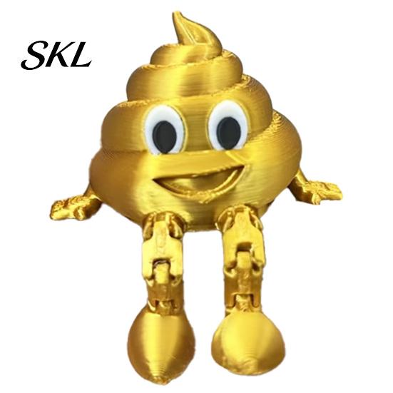 Movable Joint Poop Ornament 3D Printed Figurines with Articulated Legs, Cute Desk Shelf Sitter Figure Statues, Joints Fidgety Toy for Home Office