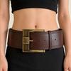Effen Kleur Brede Tailleband Y2K PU Leer Taillebanden Metalen Gesp Brede Riem Broek Decoratie