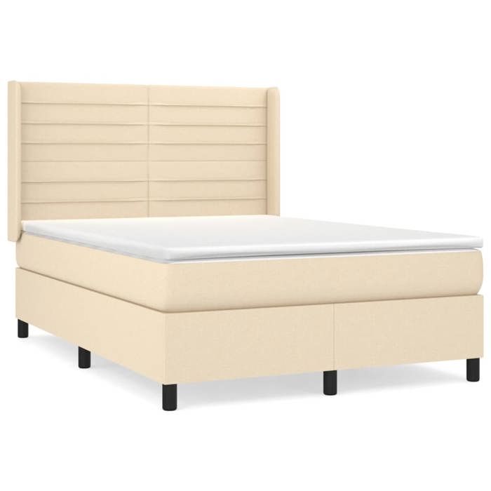 3131518 vidaXL Divan Bed with Mattress Cream 140x200 Cm Fabric