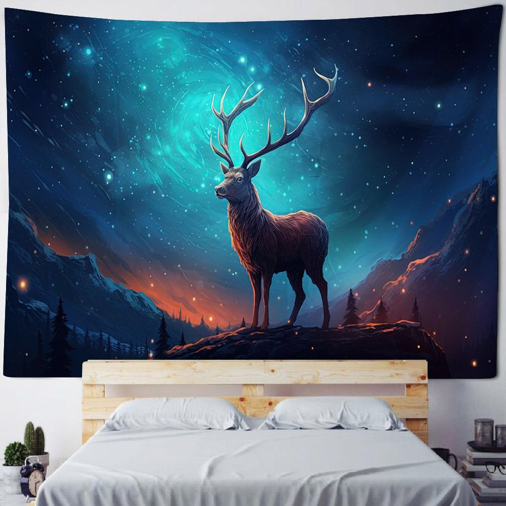 Animal Starry Sky Wall Tapestry Psychedelic Hippie Leopard Tiger Elk Bedroom Decoration Aesthetic Sofa Blanket Beach Towel