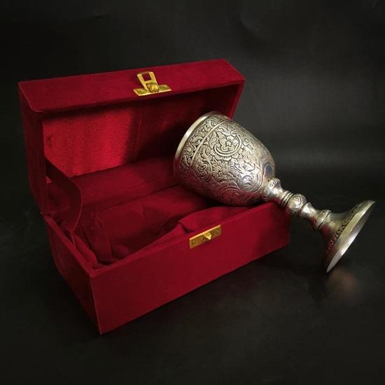 Handcrafted Brass Chalice  Medieval Style Wine Goblet, Engraved Detailing