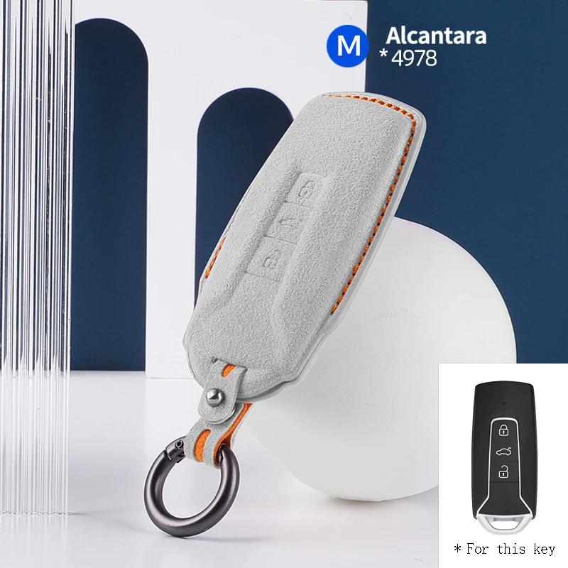 Interior Mouldings For for Car Remote Key Case Cover Shell VW Volkswagen 2018 - 2021 Touareg 3 Button Alcantara Suede Car Key S