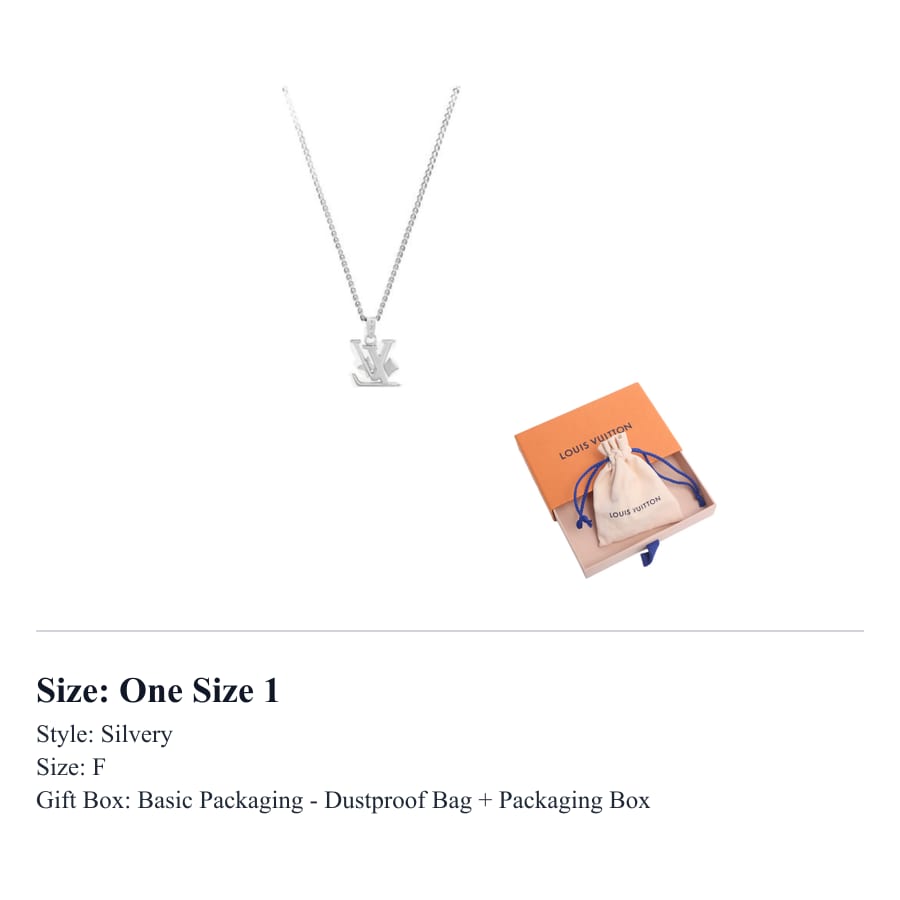 LOUIS VUITTON Monogram Row Brand Logo Necklaces Men's Silver 110962890