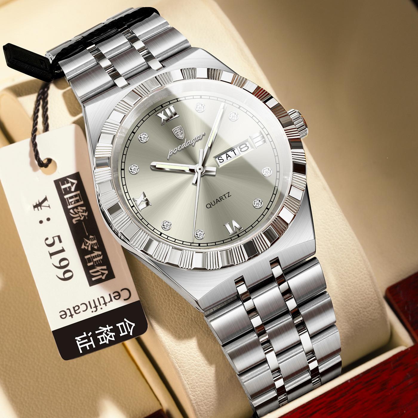 Men S Watch Double Calendar Slim Quartz Watch