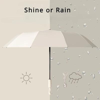 NEW Fully Automatic Umbrella 3 Folding Sunshade Sunscreen 12-skeleton UV Protection Rainy Plus Black Coating Umbrella Rain Wo