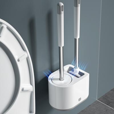 2PCS Wc-bürste und Halter Wand-montiert Weiche Borsten Wc-bürstenreiniger Kein Bohren Badezimmer