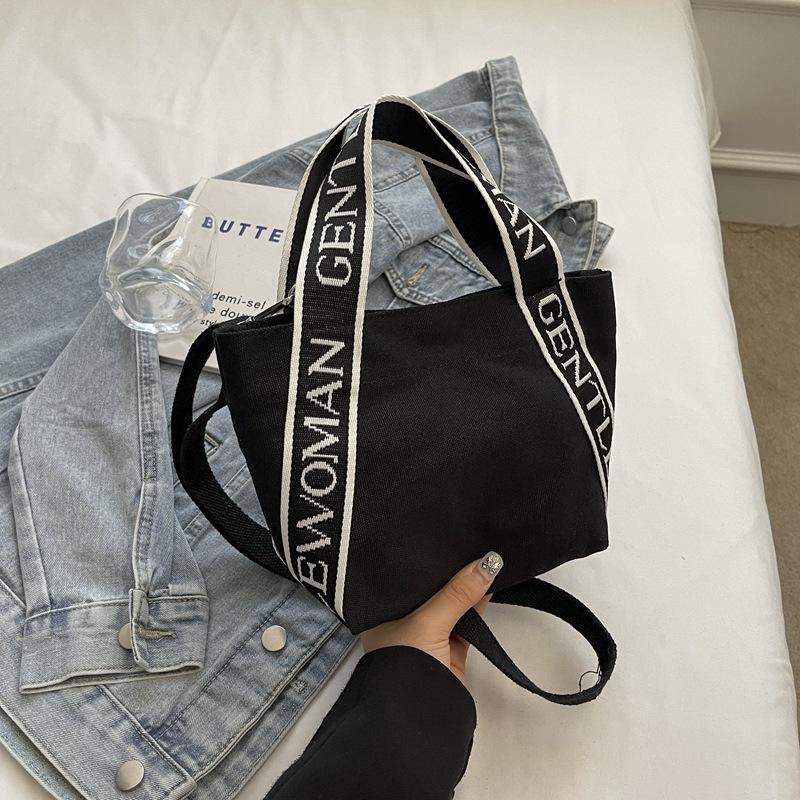 Casual alphabet canvas bag women's 2025 summer new shoulder bag trendy versatile student class tote bag