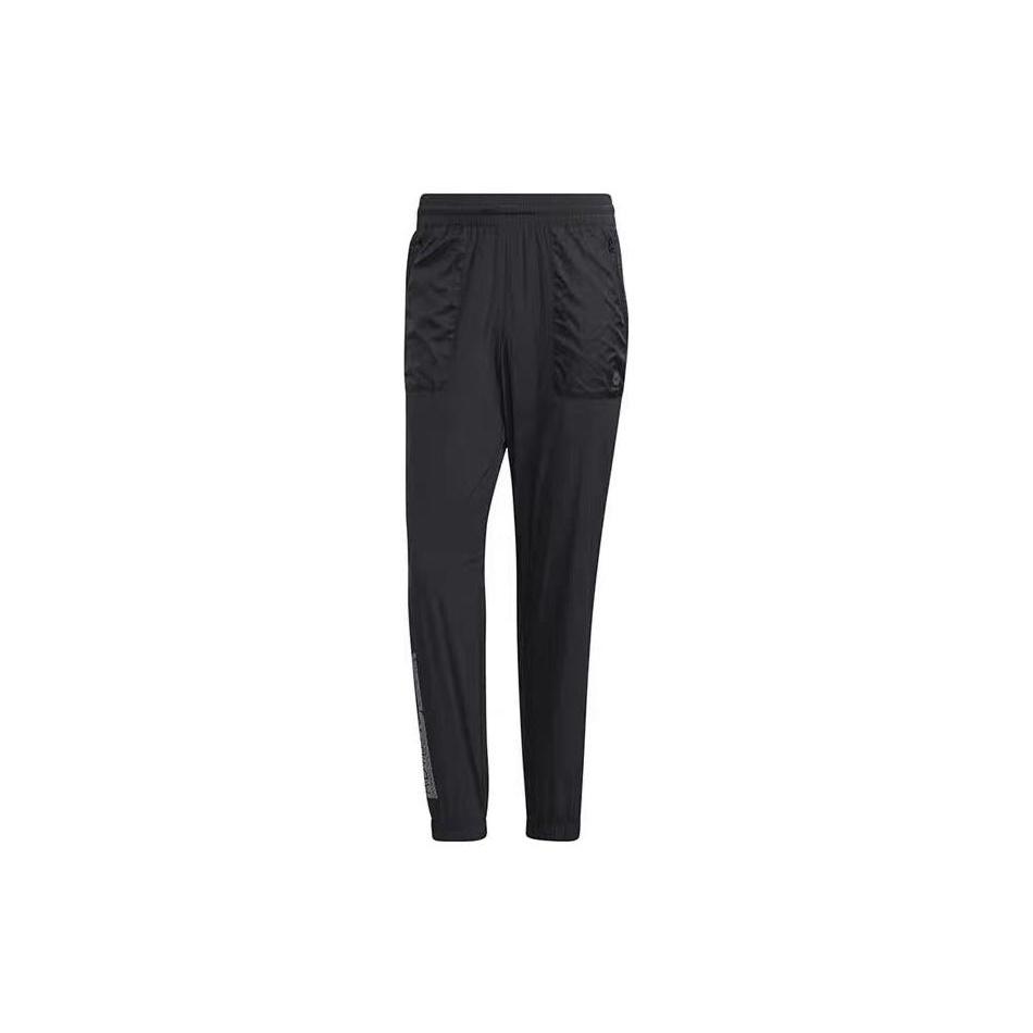 Men s adidas neo SS22 CE BRNDED WTP Logo Printing Lacing Elastic Waistband Sports Pants/Trousers/Joggers Black HC9704 M