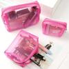 3 Stück/Set Transparentes Netz-Kosmetiktaschen-Set, Kosmetik-Organizer mit großem Fassungsvermögen, Kleine Lippenstifttasche und Mittlere bis Große Reise-Kulturbeutel