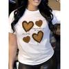 European Size New Women's Round Neck Heart English Letter Print Fashion Summer Cool Short Sleeve Casual T-Shirt