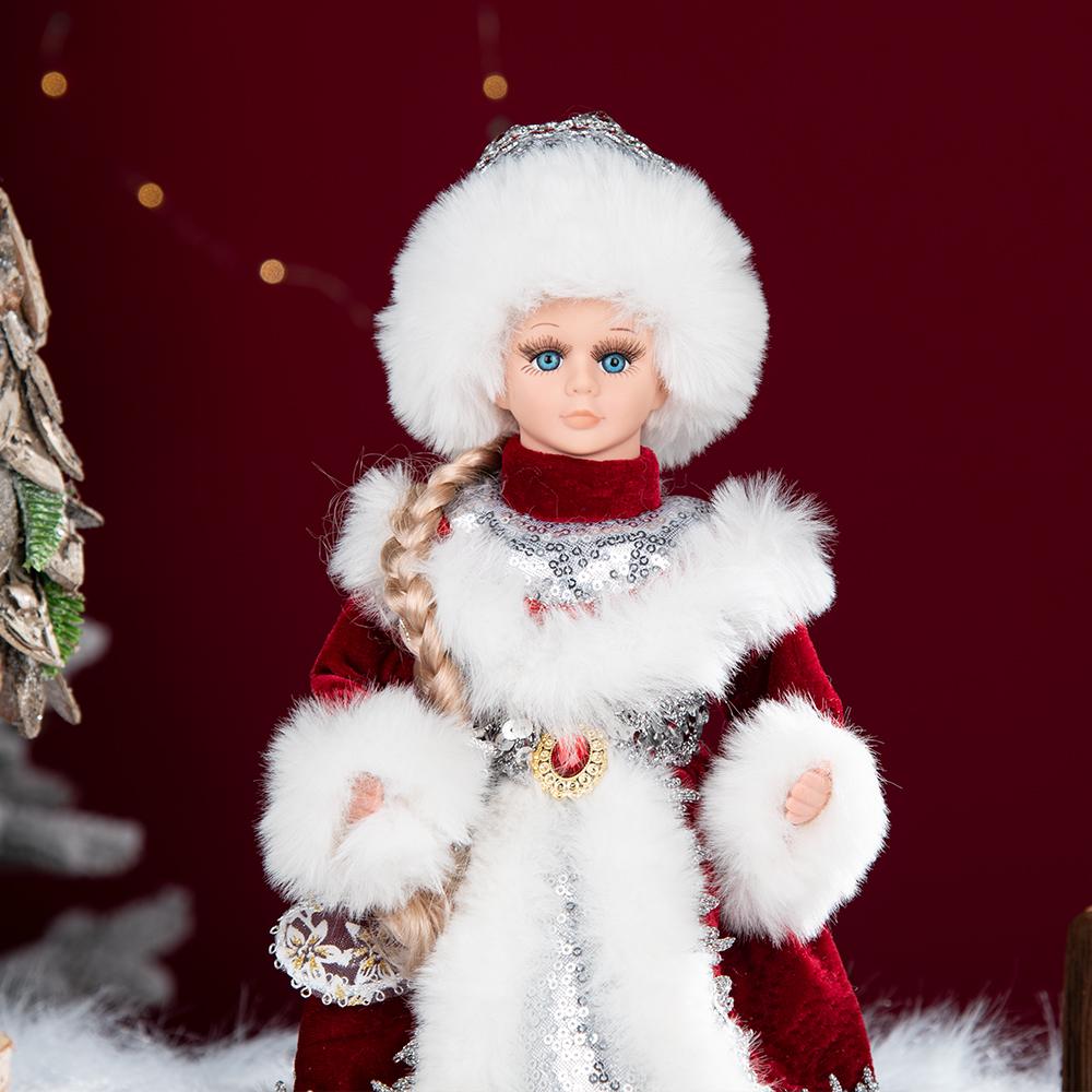 New Style Christmas Santa Claus Electric Toys Doll Fashion Russian Snegurochka Doll Singing Home Ornament Doll With Long Braid