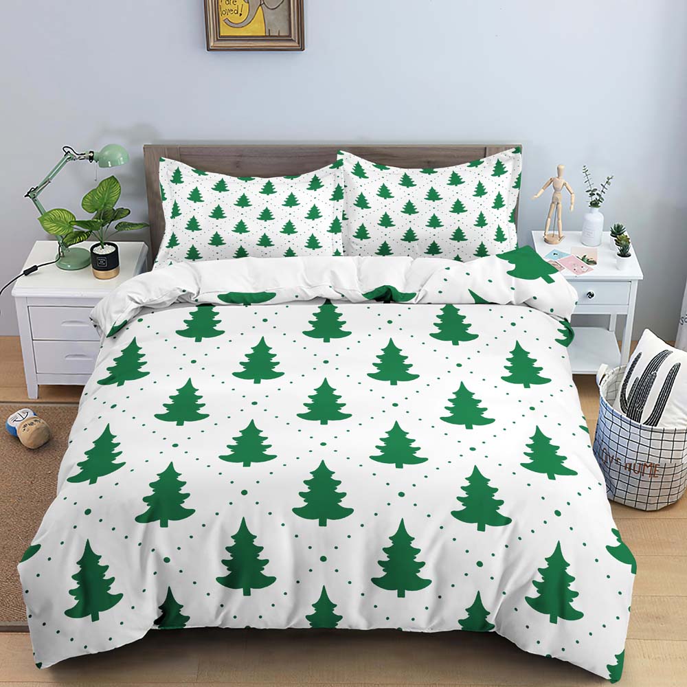 3D Christmas King Queen Duvet Cover Set Kids Cartoon Merry Christmas Red Quilt Cover 2/3pcs Polyester Beddings Set Single Double