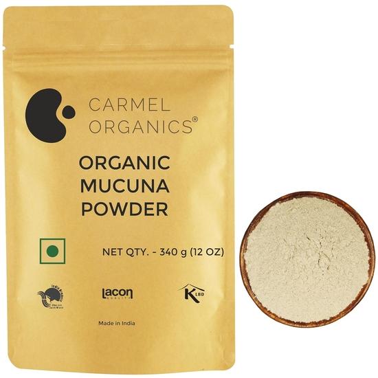 CARMEL ORGANICS Mucuna (Kapikacchu) White Seed Powder 340 Grams Rejuvenate Body & Mind | Jaivik Bharat Certified | Non-GMO | Kapikachu Podi
