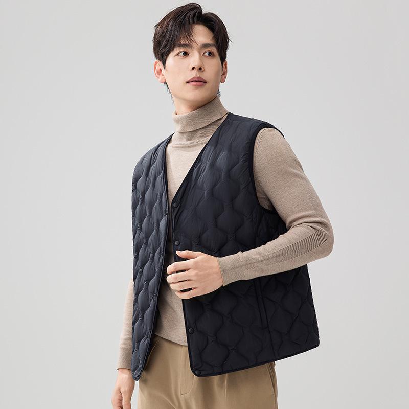 2025 Men's Autumn/Winter Lightweight 90% White Duck Down Jacket - Fashionable Short Stand Collar Style