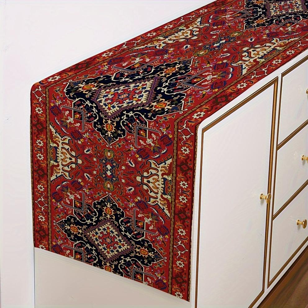 Runner da Tavola in Lino Stile Persiano Moderno Decorazione Tavola Casa Riutilizzabile Runner per Tavolo da Cucina Sala da Pranzo Stile Rustico Decorazione per Feste