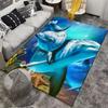 "Blue Ocean Theme Carpet with Dolphins, Starfish, and Coral Design" Suitable for use as an anti-slip for living room bedroom sofas