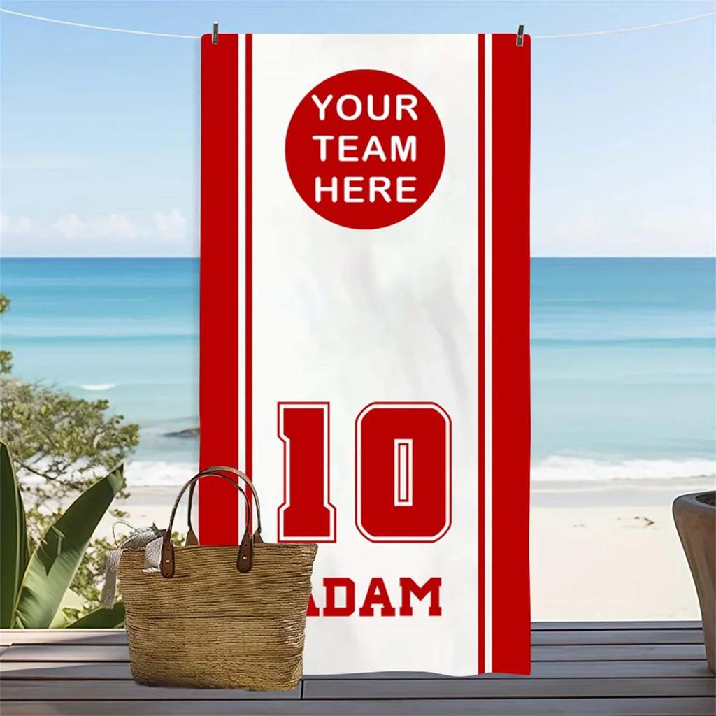 Sport Team Beach Towel with Badminton Tennis Club Logo Volleyball Soccer Design for School Teams Gift
