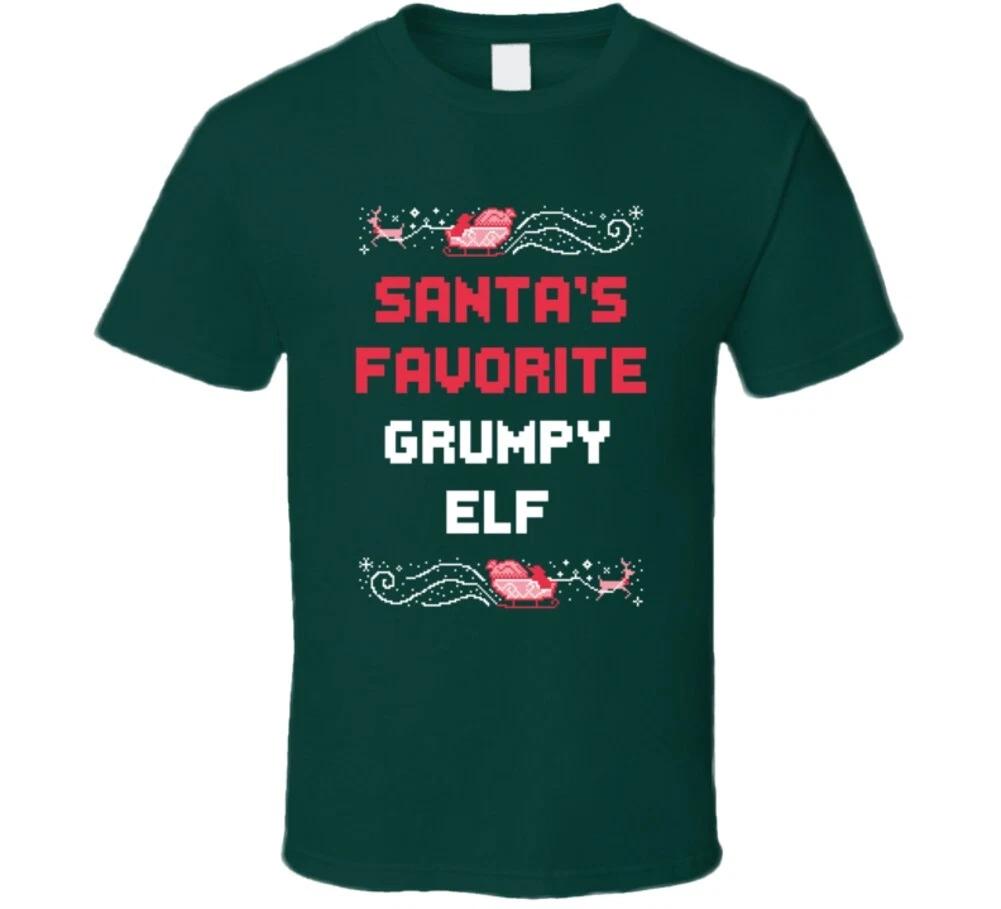 Santa s Favorite Grumpy Elf Funny Christmas Gift T Shirt L