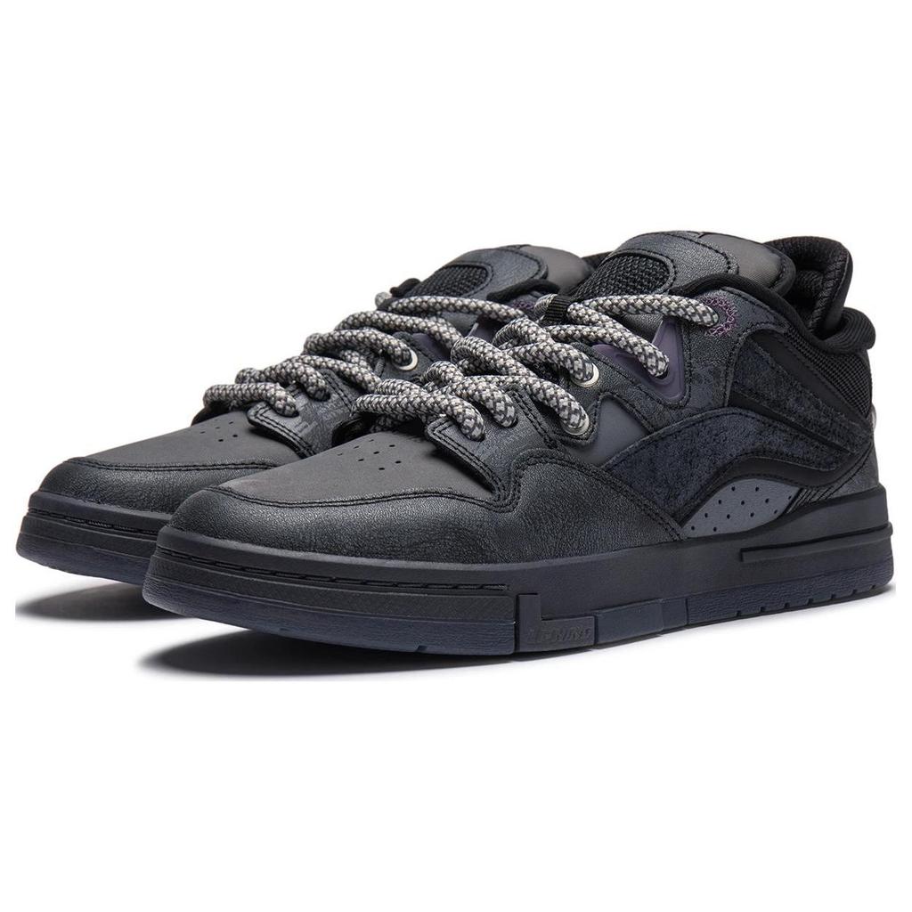 PLEASURES X Li Ning Slip Resistant Low Top Skateboard Shoes Men's Black AECT065-1
