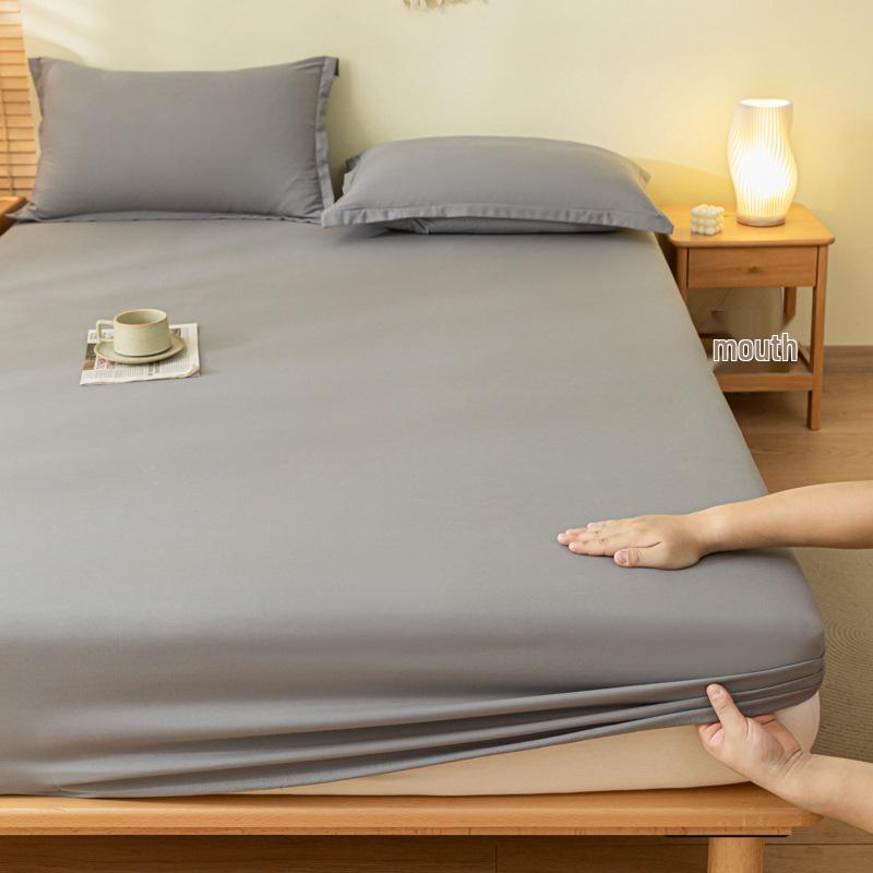 Solid Color Dustproof Fitted Sheet Set & Mattress Protector