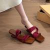 Premium French wedge heel cool slippers fairy shoes wear 2025 new summer temperament high heel cool slippers
