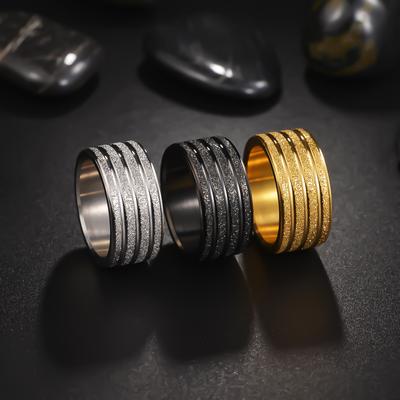 European and American New Jewelry 10MM Wide Titanium Steel Frosted Men's Ring Large Ring