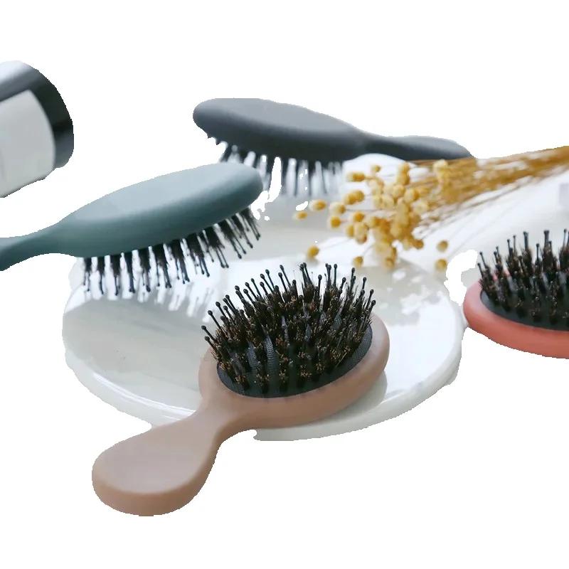 Miniatur Luftkissen Wildschweinborsten Haarkamm Zuhause Tragbar Taschenkamm Design Klein Kopfhautmassage Ovaler Luftkissenkamm Haarkämme