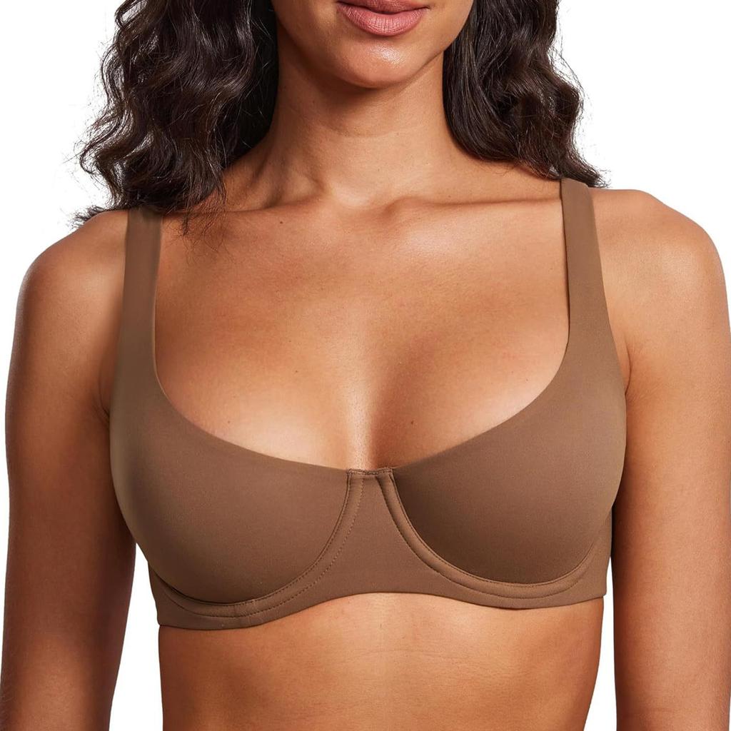 Zeriluna Underwire Support Bra Without Padding Simple, Barely-there Comfortable Push-up Skin-friendly Elastic Wide-strap Bra