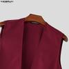 INCERUN Men Summer Deep V Neck Belt Waist Long Wide Legs Jumpsuits Overalls