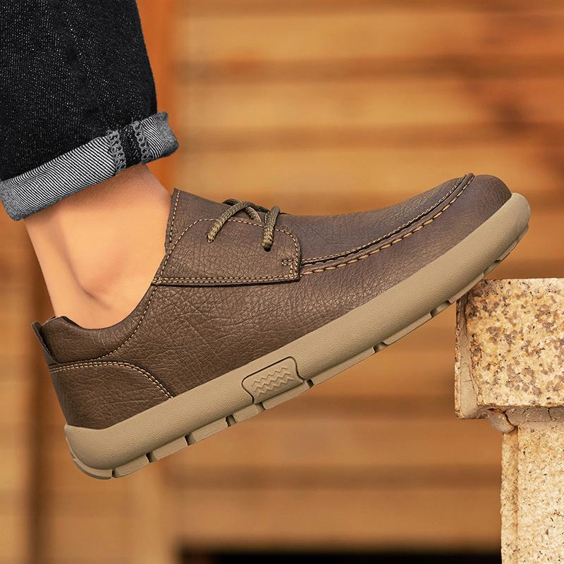 Men Plus Size Retro British Style PU Leather Shoes Ankle Comfortable Foot Feel Casual Shoe Wear-resistant Outsole Walking Shoes