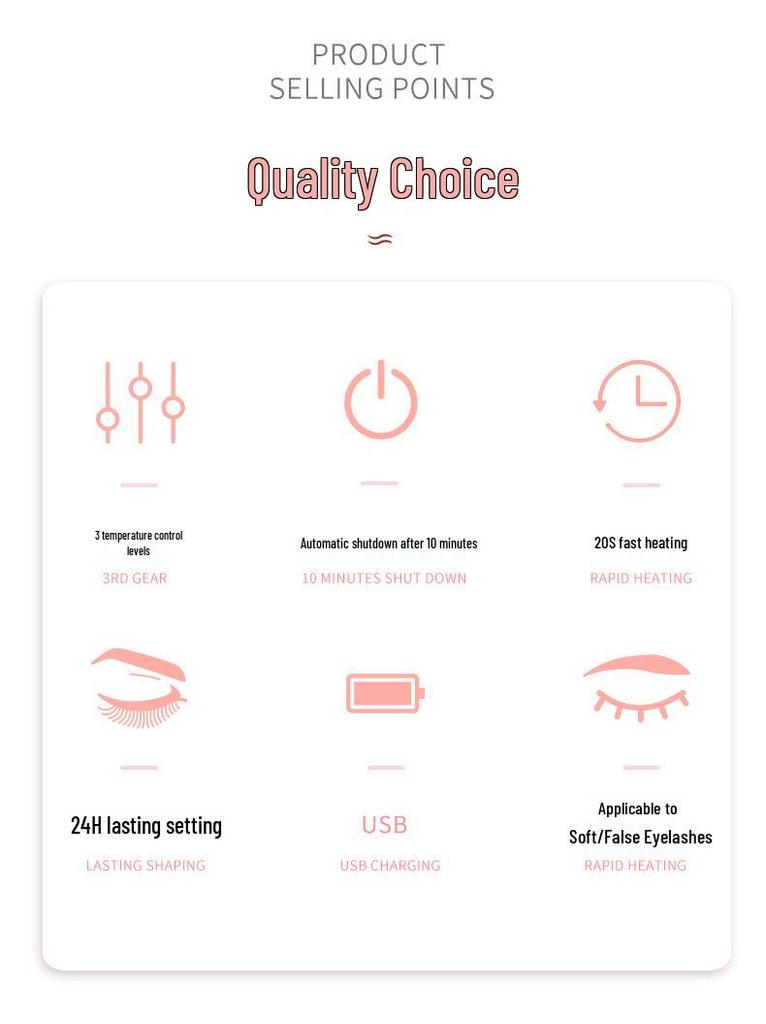 Rechargeable Electric Eyelash Curler with Temperature Control