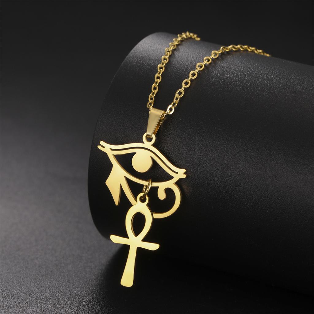 Starověký Egypt Náhrdelník Oko Hora Pro Muže Ženy Vintage Anubis Přívěsek Řetízek Nerezová Ocel Talisman Šperky Dárek