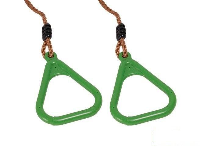 lime green triangular plastic hoops
