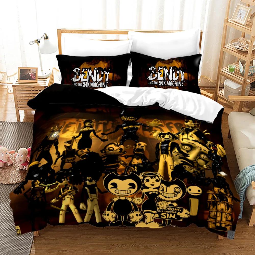 3D-gedrucktes Bendy N Ink Machine Bettwäscheset Kissenbezug Bettdeckenbezug Doppel Twin Full Queen King Erwachsene Kinder Bettwäsche Steppdeckenbezug