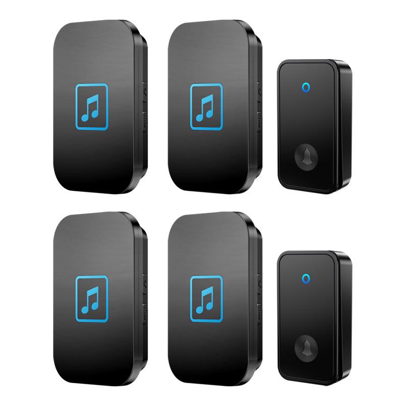 Battery-Free Smart Wireless Doorbell, Self-Powered, Long-Range, Two-to-Four Remote Controller. чёрный