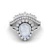 925 Sterling Silver 1.99 Cts Pear Shape Moonstone Solitaire Tiara Crown Women Wedding Ring