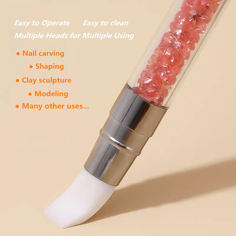 10PCS Nail Art Gel Carving Pen Acrylic Dotting Pens, Double-Ended Silicone Brushes for Design Nail Foil Carving Drawing and 3D Effect Shaping Drawing