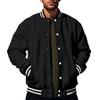 Men's Vintage Varsity Jacket Long Sleeve Slim Fit Letterman Baseball Bomber Jackets Lightweight Sweatshirt Button Down Windbreaker Jacket for Men