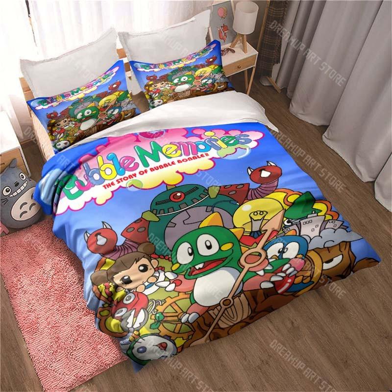 Cartoon Bubble Bobble Bedding Pillowcase Quilt Cover Bedroom Home Comfort Printing Large Bed Bedroom Decoration Children's Gift