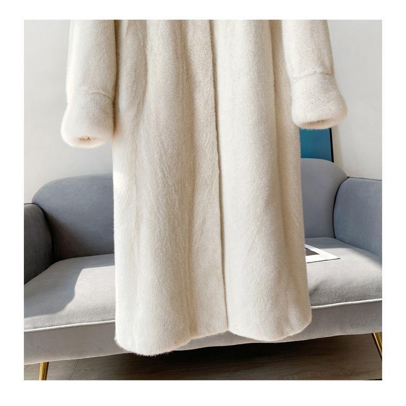 New Winter Imitation Gold Mink Coat Women's Long Hooded Fur Integrated Imitation Mink Fur Coat Large Size