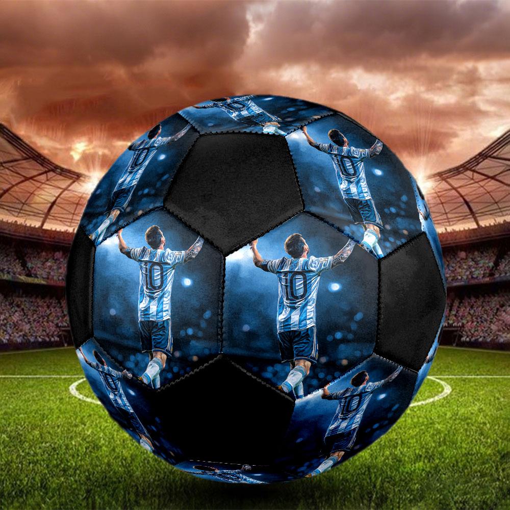 Leo10 Printed Size 5 Soccer Ball, Machine-Stitched PVC, Durable & High Bounce, All Ages Fit, fan merchandise, matches & outdoor use.