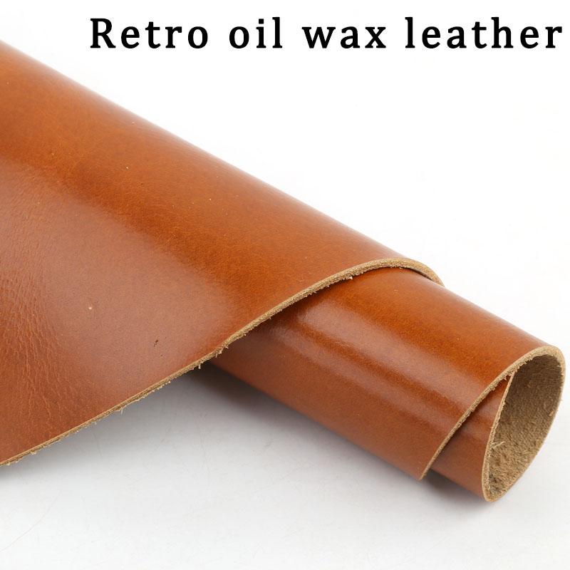 

Retro yellow brown top layer oil wax leather 2mm genuine leather, slightly stiff and shiny, handmade DIY wallet card bag, hand a 10x10cm