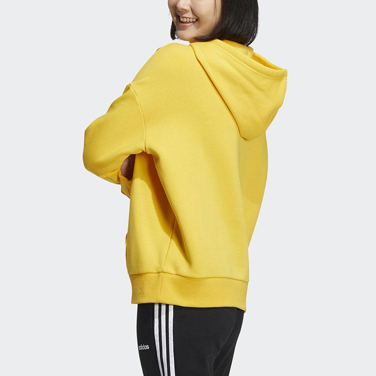 Adidas Letter Print Color Block Long Sleeve Hoodie Women Hoodies Yellow HM7476