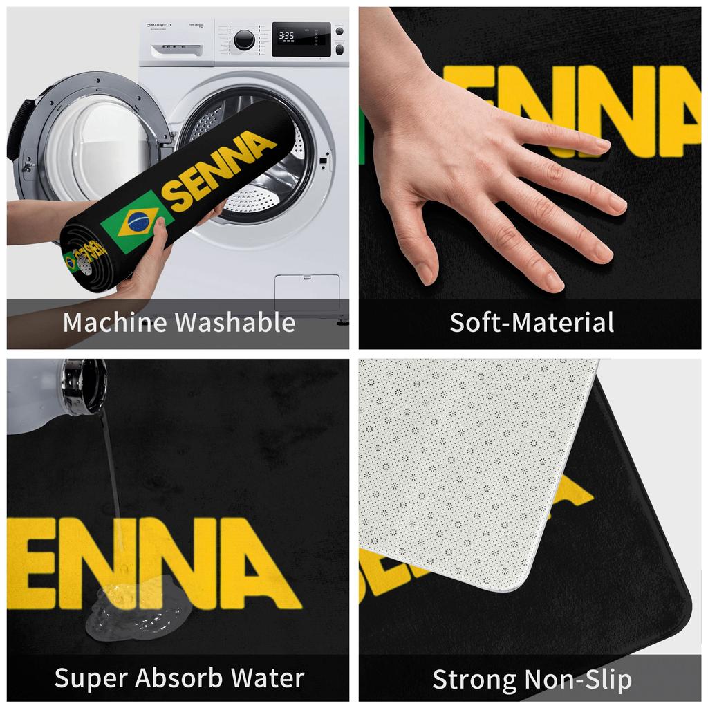 Racing Driver Ayrton Senna Front Door Mat Anti-Slip Outdoor Waterproof Doormat Kitchen Balcony Entrance Rug Carpet