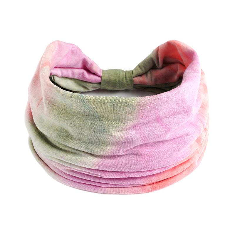 Tie-Dye Boho Knot Turbans Yoga Elastic Head Wrap Women Headband Wide Hairbands Headwear Bandanas  Hair Band Accessories
