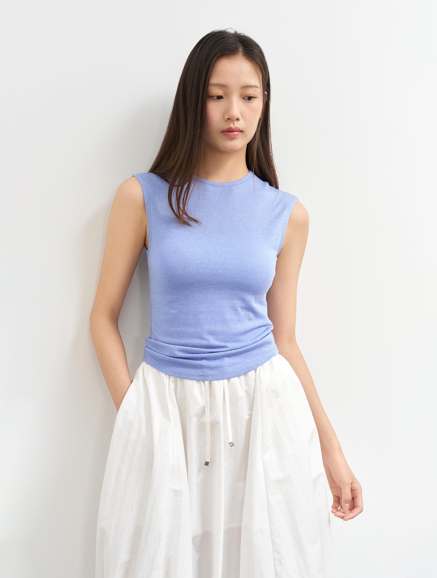 General Idea Acetate Crew Neck Sleeveless [Sky Blue] / Wbe2L01533 Sky Blue/S