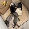 New pure wool plaid scarf British men and women couples winter warm double-sided fringed high-end scarf