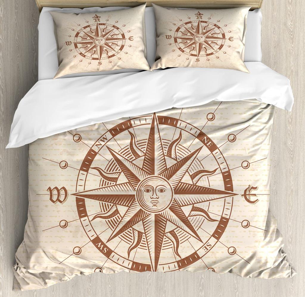 Compass Duvet Cover Set Boys Teenagers Men Bedroom Decorative 2/3 Pcs Bedding Set With Pillowcase Single Queen Duvet Cover Sets