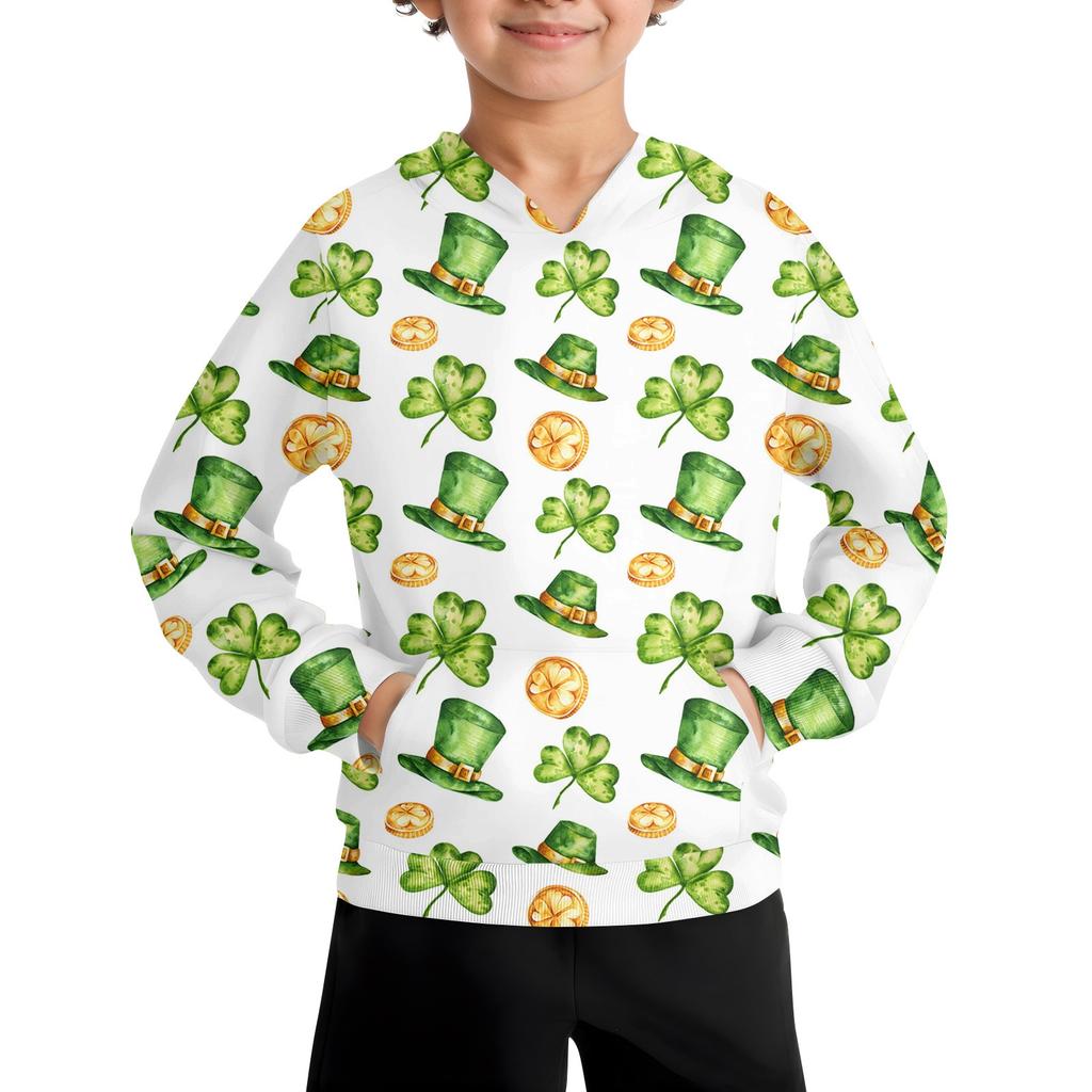 Boys Casual Fashion Long Sleeve Hooded Pocket Sweatshirt