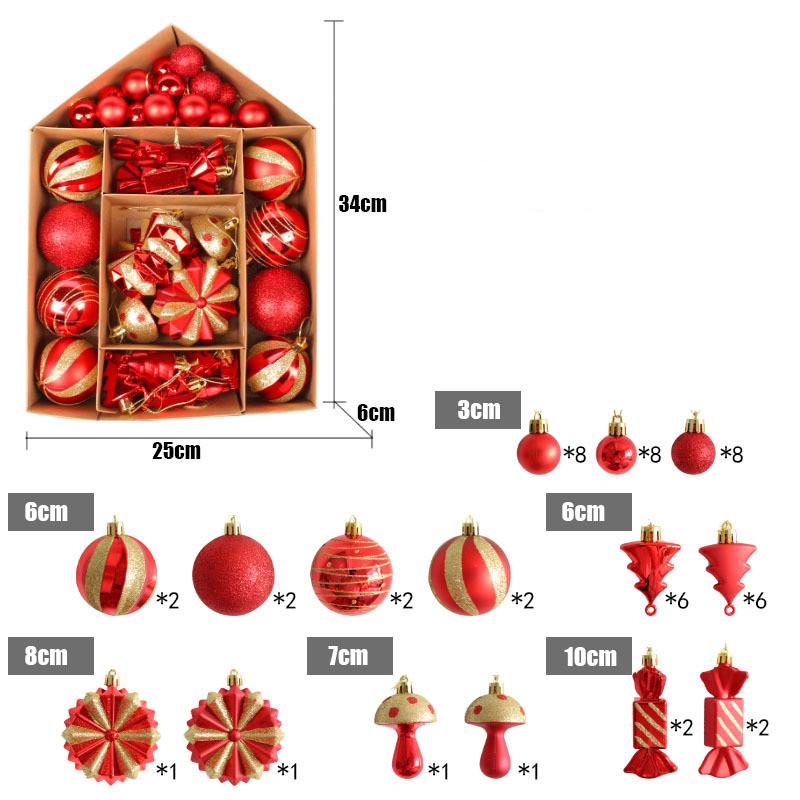 

Christmas Tree Decoration Pendant 52pcs/set Christmas Pendant Ball Christmas Decoration 25 34 6CM